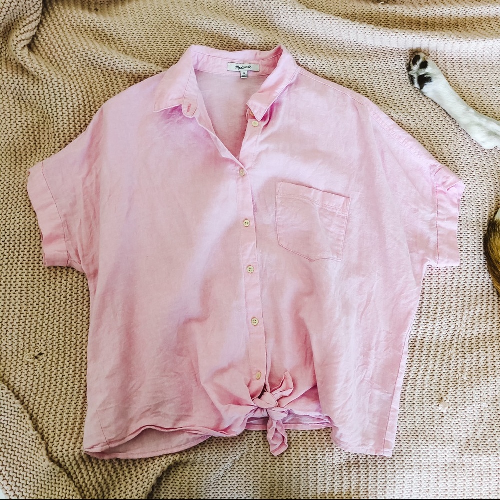 Madewell Tie-front Pink Top